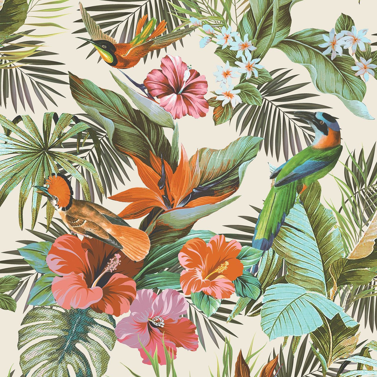 Paradise Birds Vasari Wallpaper - Multi - Rasch - 539066 - Premier Wallcovering