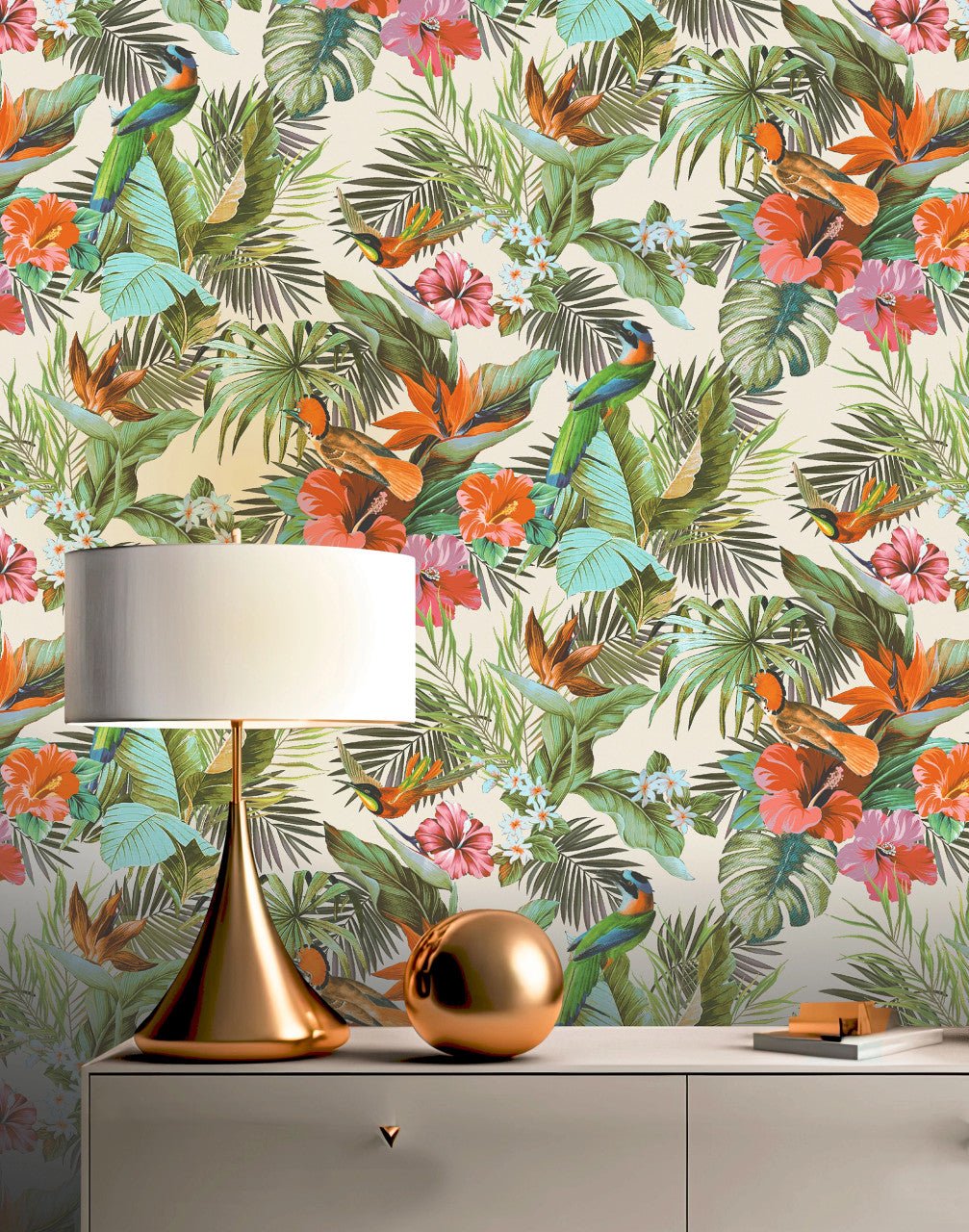 Paradise Birds Vasari Wallpaper - Multi - Rasch - 539066 - Premier Wallcovering