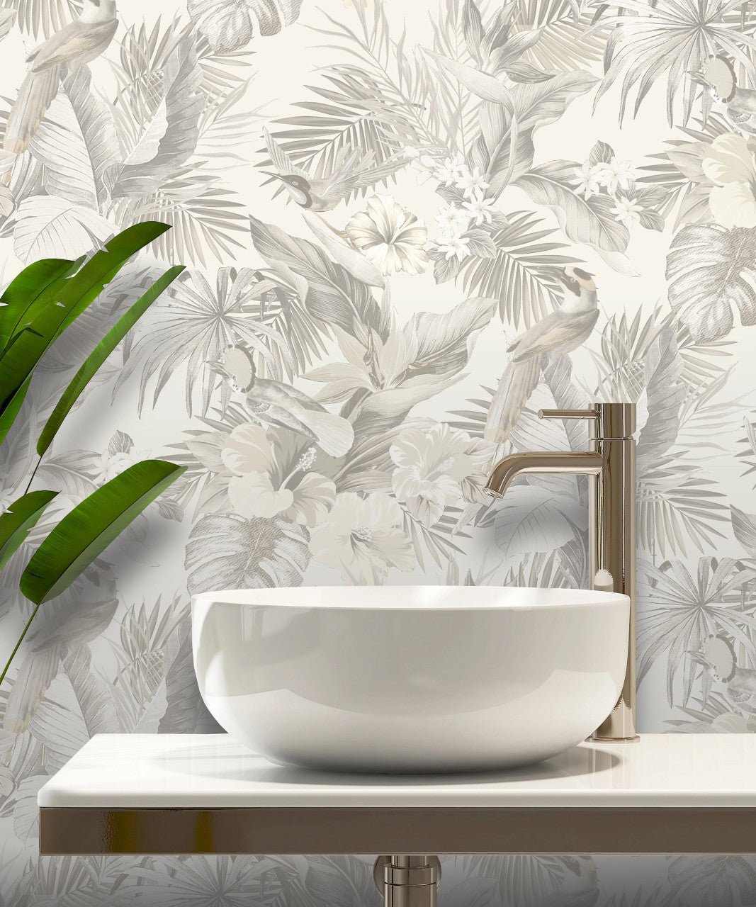 Paradise Birds Vasari Wallpaper - Neutral - Rasch - 539080 - Premier Wallcovering