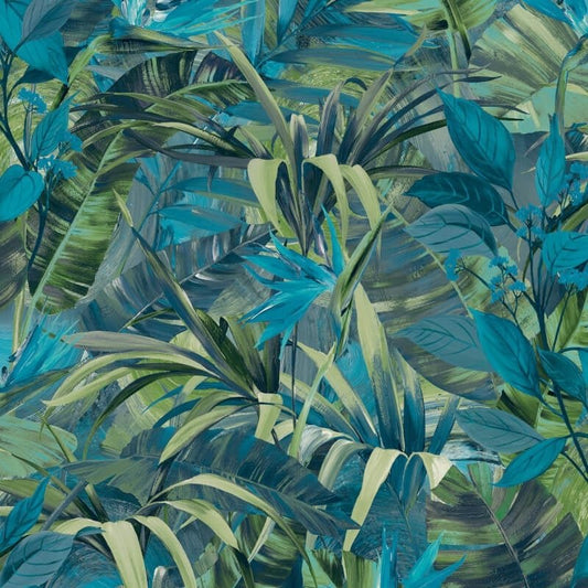 Paradise Floral Flower Wallpaper - Teal/Green - Grandeco - JF2302 - Premier Wallcovering