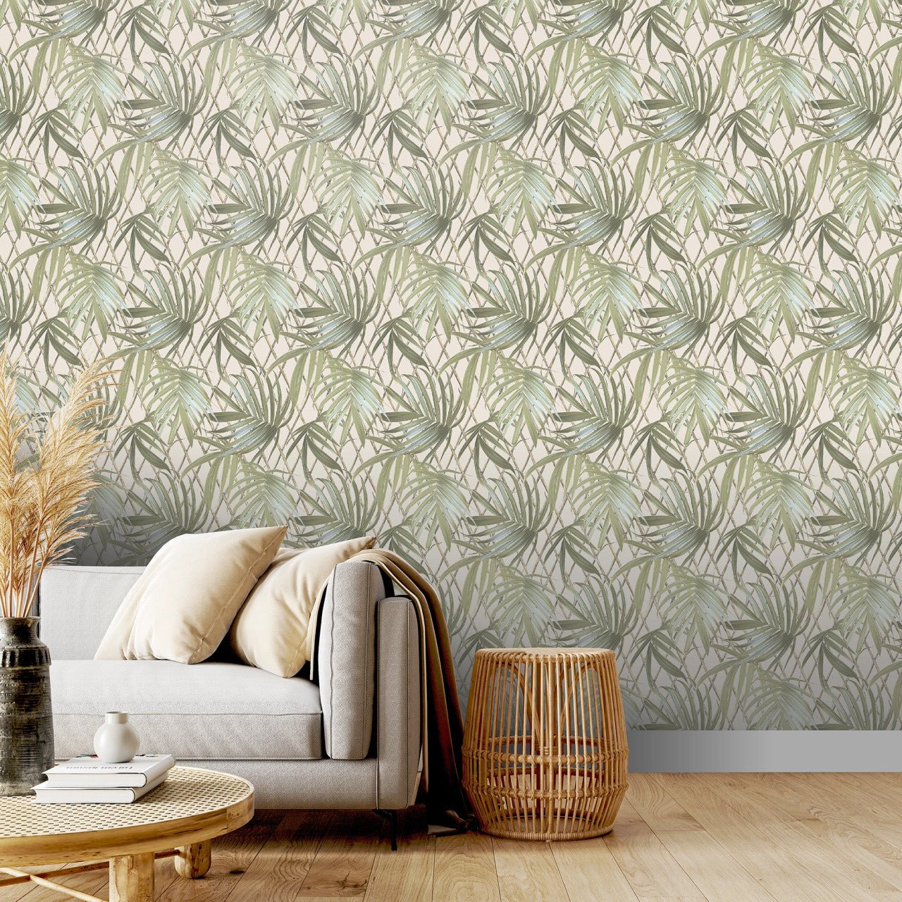 Paradise Palm Vasari Wallpaper - Green - Rasch - 539561 - Premier Wallcovering
