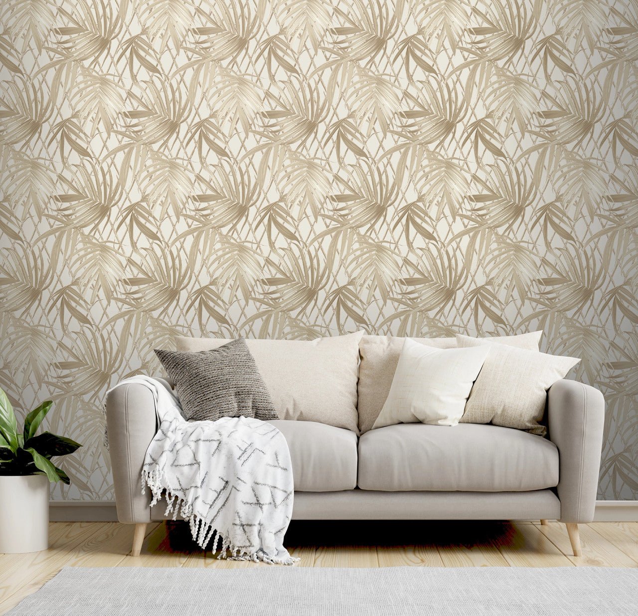 Paradise Palm Vasari Wallpaper - Gold - Rasch - 539578 - Premier Wallcovering
