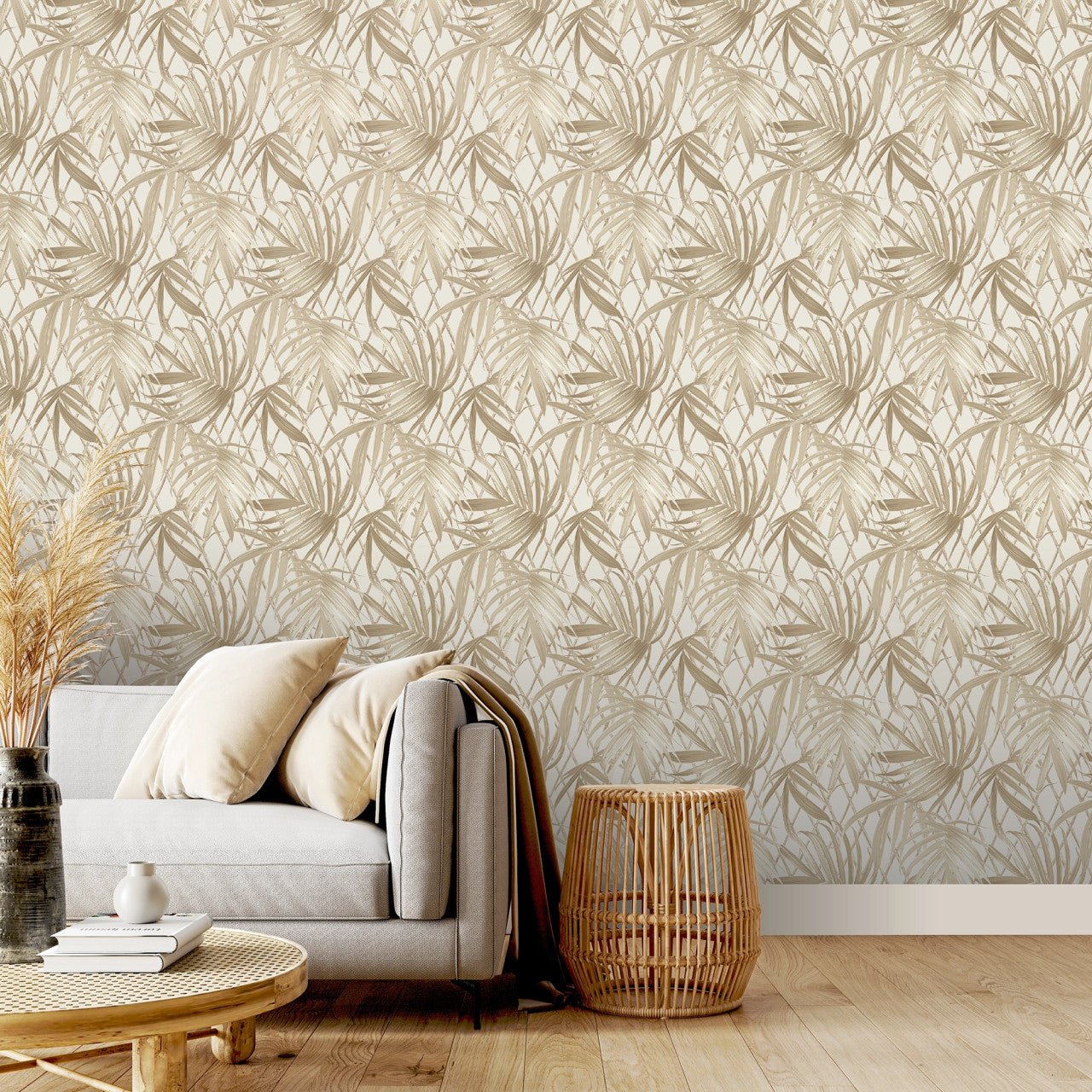 Paradise Palm Vasari Wallpaper - Gold - Rasch - 539578 - Premier Wallcovering