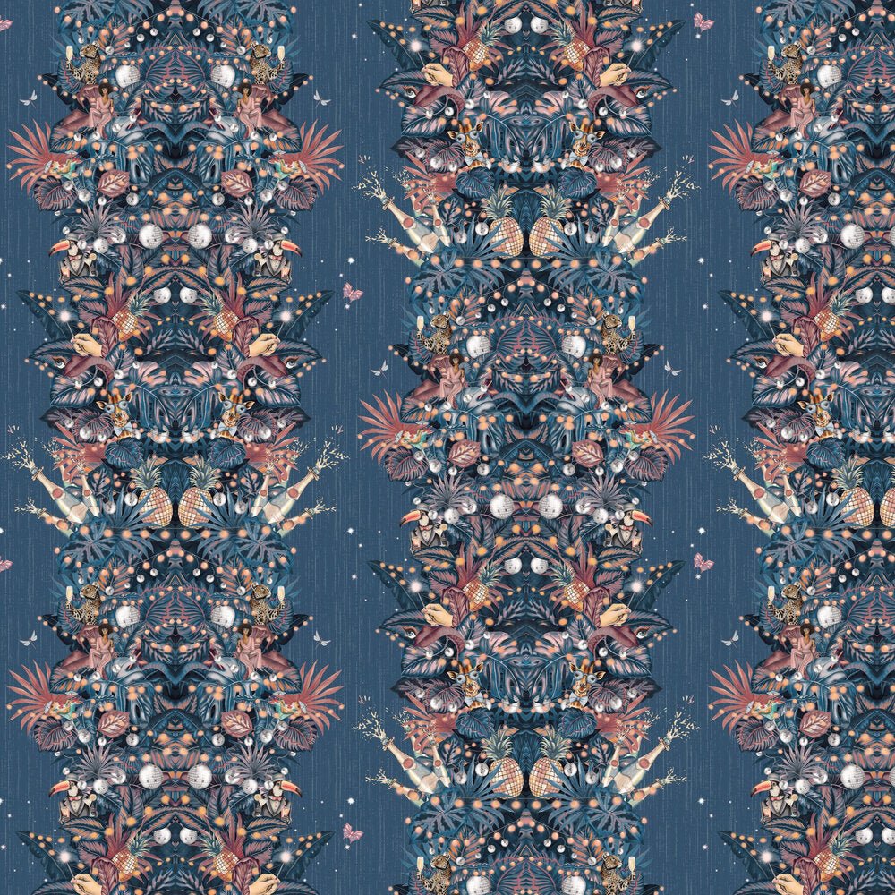 Paradise Party Wallpaper - Blueberry Rose - Brand McKenzie - BMGI006/07A - Premier Wallcovering