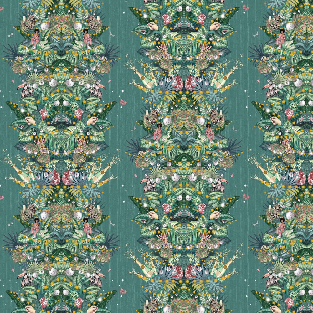 Paradise Party Wallpaper - Eucalyptus - Brand McKenzie - BMGI006/07B - Premier Wallcovering