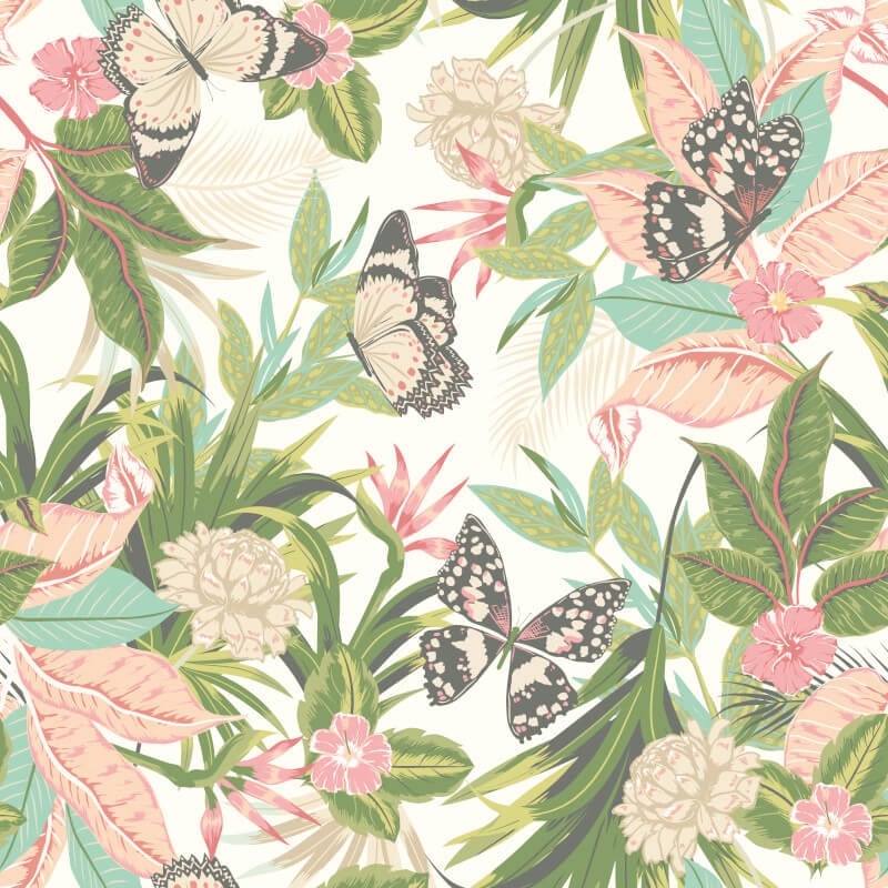 Paradise Wallpaper - French Rose - Hoopla Walls - HWA1189W - Premier Wallcovering