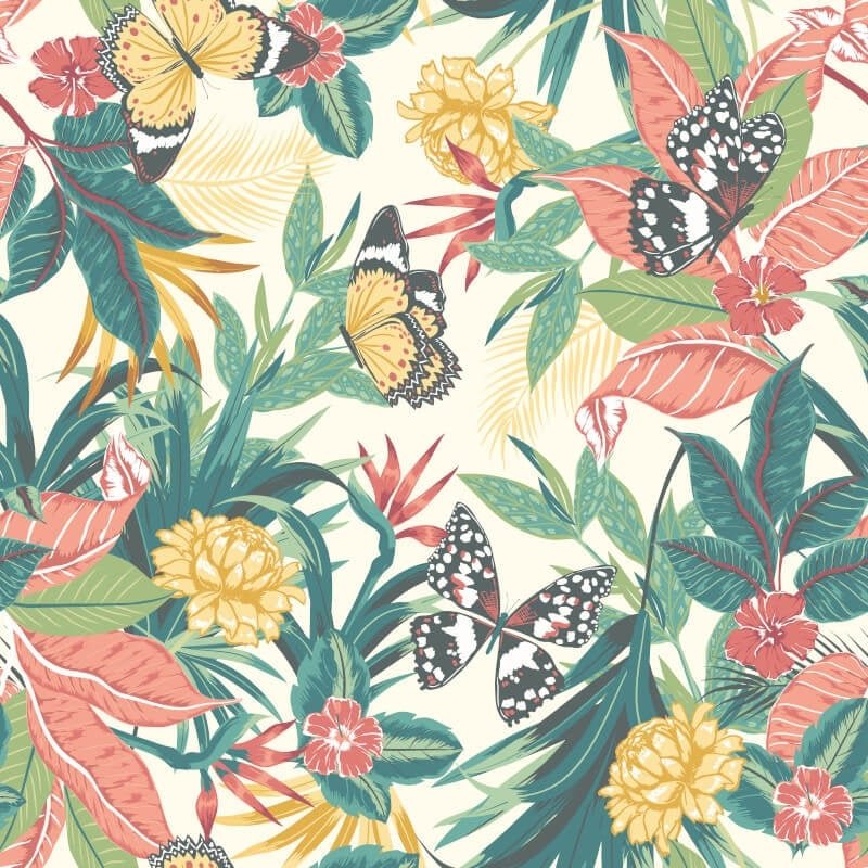 Paradise Wallpaper - Apricot/Jade - Hoopla Walls - HWA1192W - Premier Wallcovering