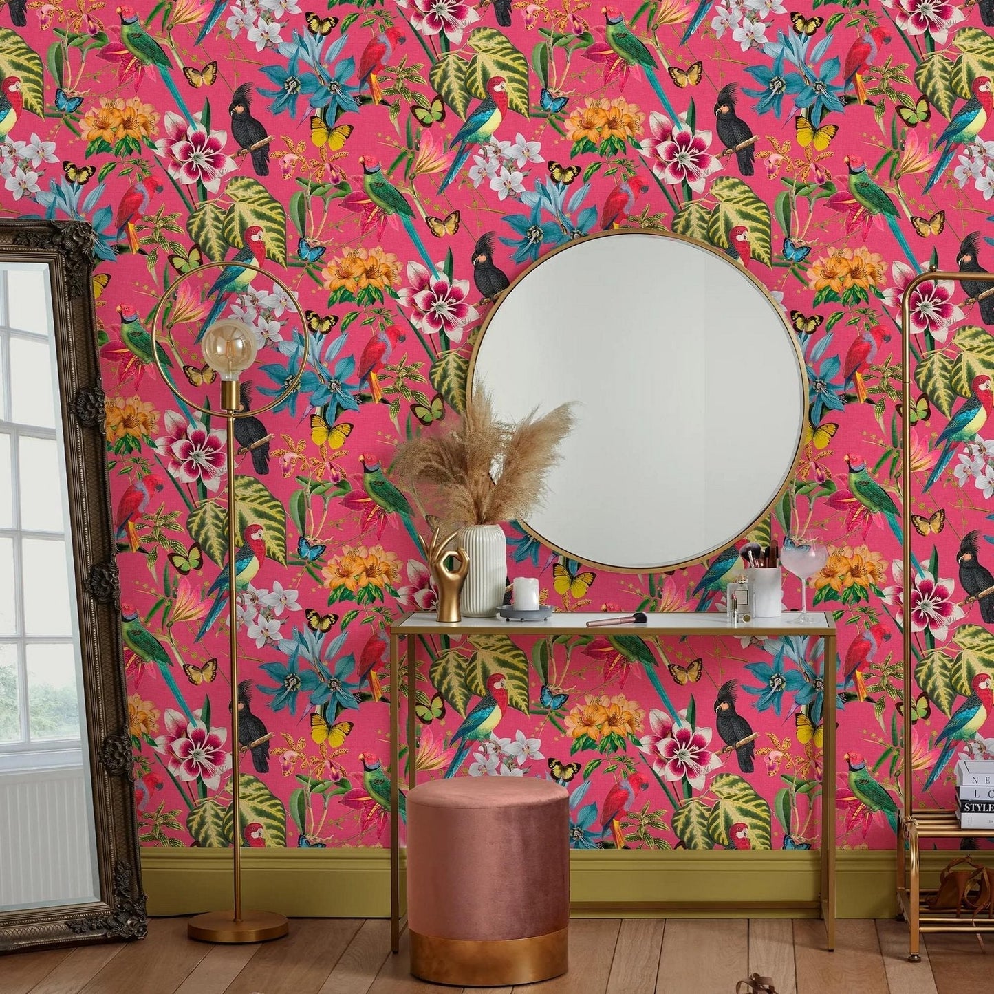 Paradiso Wallpaper - Hot Pink - Envy - 122353 - Premier Wallcovering