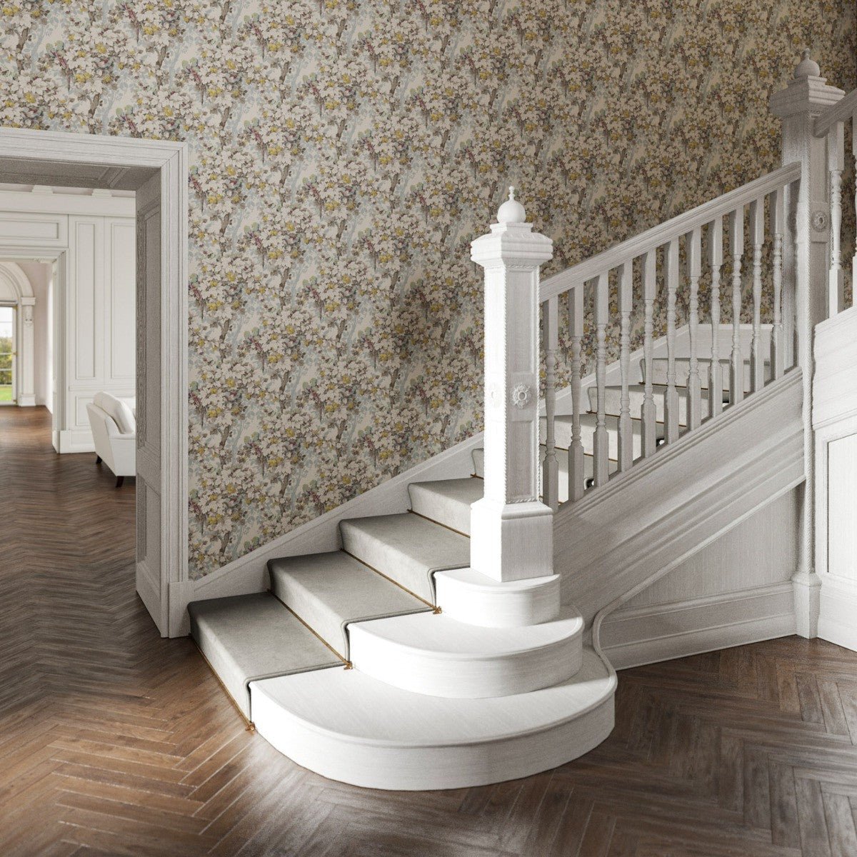 Parakeet Wallpaper - Natural - Warner House - Premier Wallcovering
