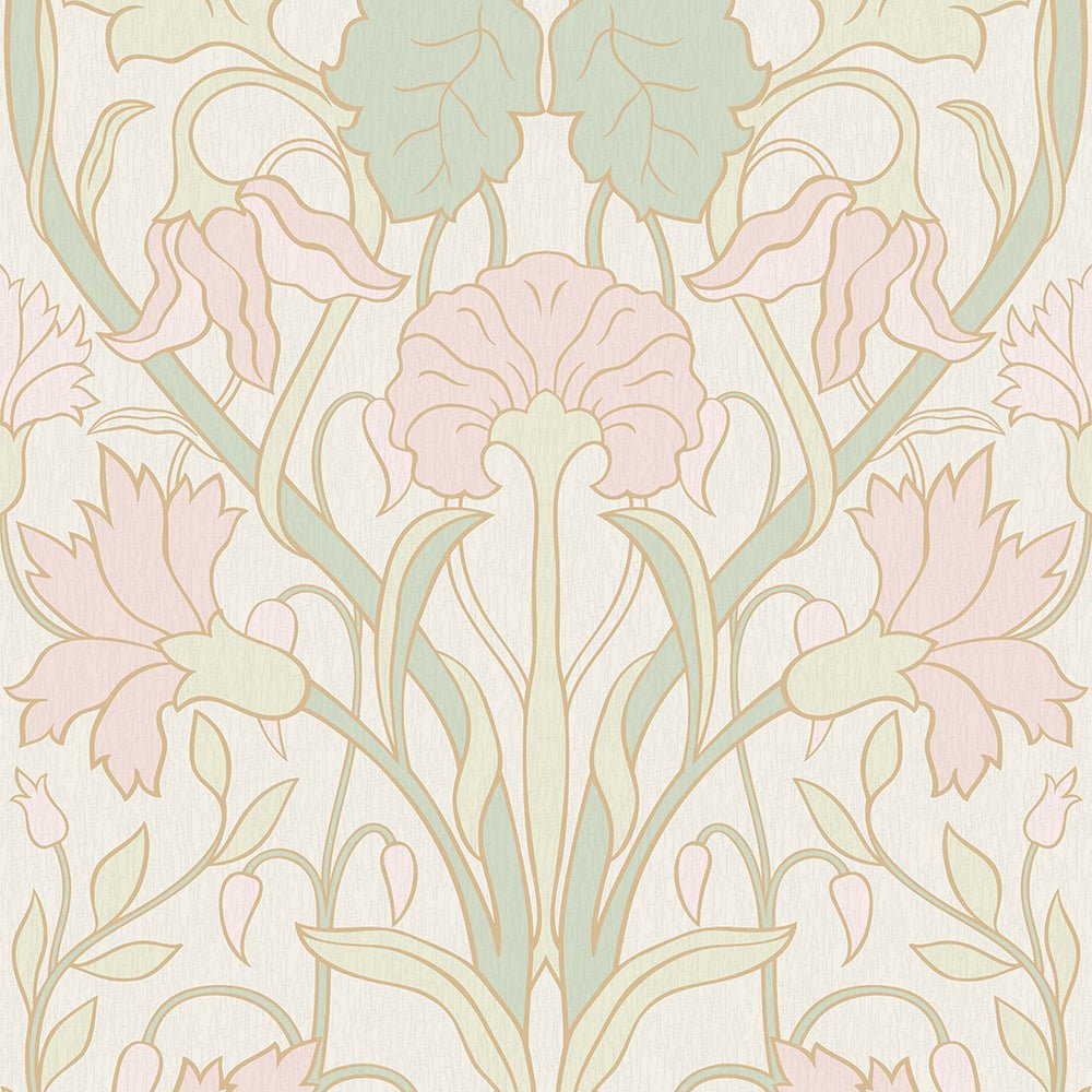 Parisienne Wallpaper - Pastel Hues on Pearl White - LAN100170 - Lucie Annabel - Premier Wallcovering