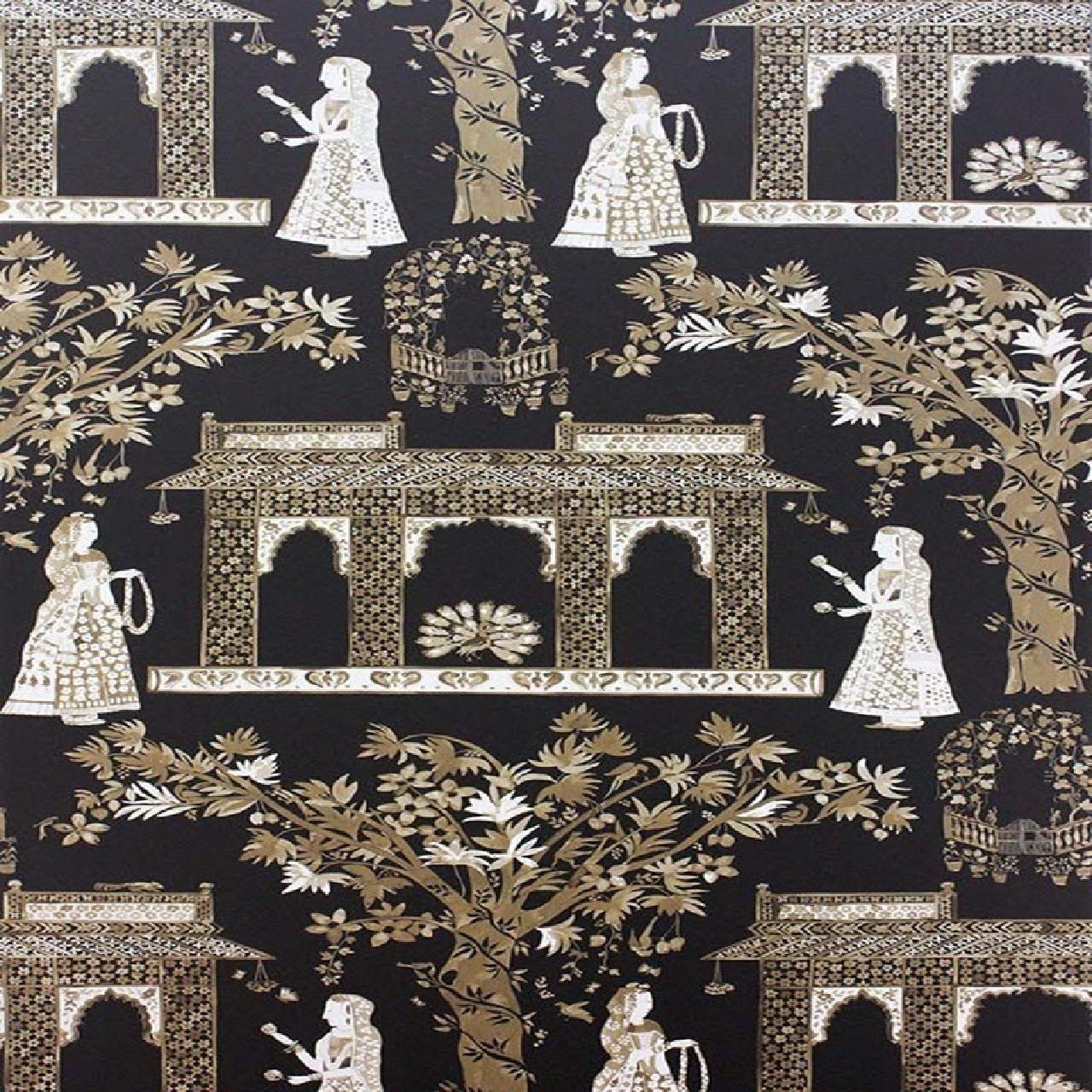 Pavilion Garden Wallpaper - Brown/Gold - Nina Campbell - NCW4272-04 - Premier Wallcovering