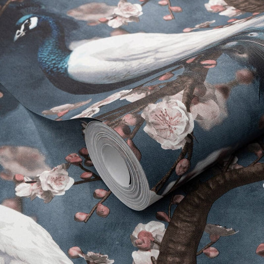 Pavo Peacock Wallpaper - Blue - Erismann - 10414 - 08 - Premier Wallcovering