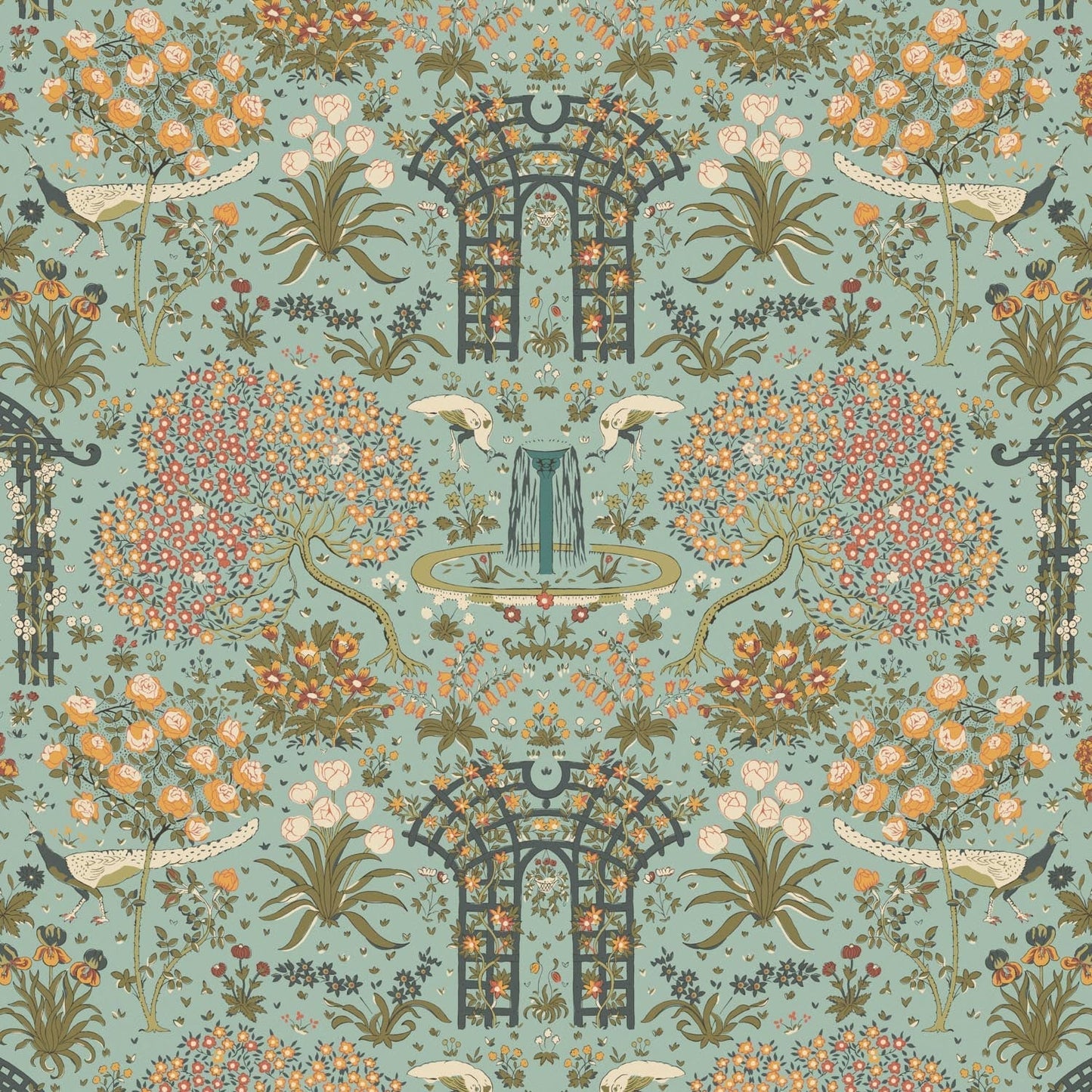 Pavone Wallpaper - Aqua - Warner House - Premier Wallcovering