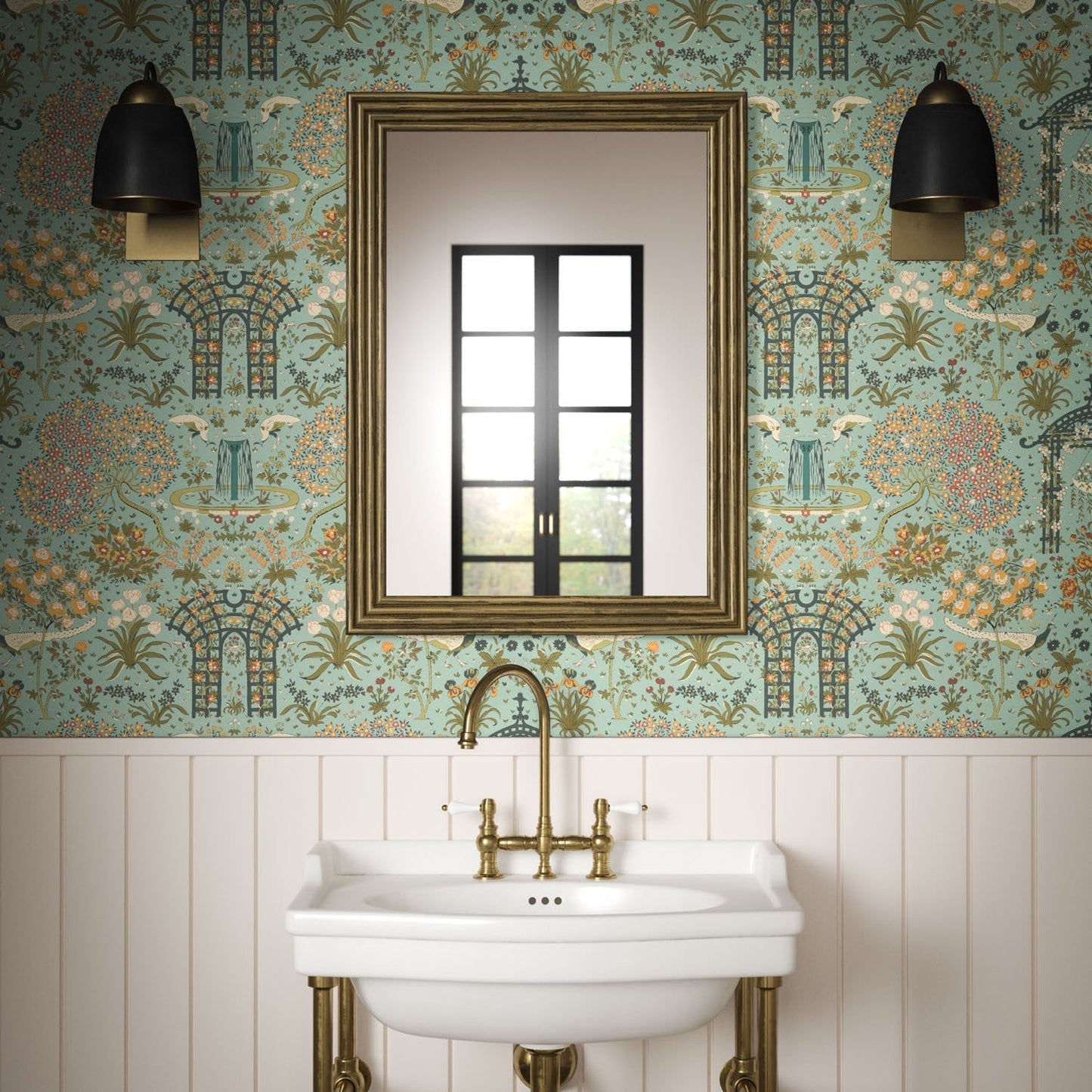 Pavone Wallpaper - Aqua - Warner House - Premier Wallcovering