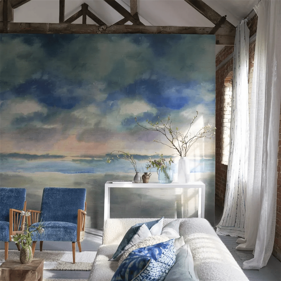 Paysage Marin Grasscloth Wallpaper - Sky - PDG1184/01 - Designers Guild - Premier Wallcovering