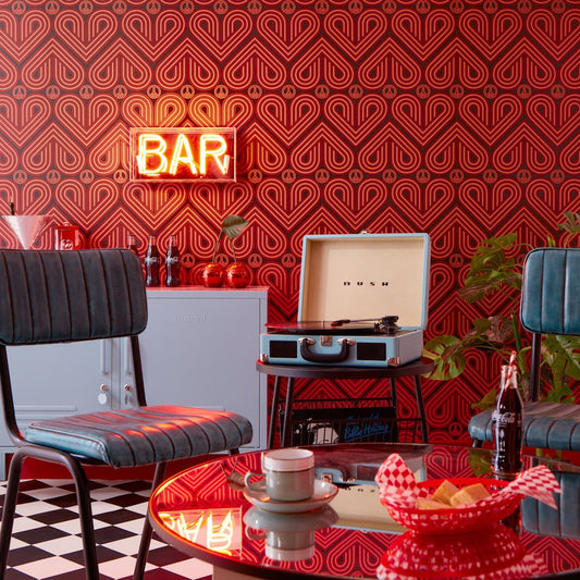 Peace and Love Wallpaper - Coral & Rouge on Twilight - Lust Home - LH900464 - Premier Wallcovering