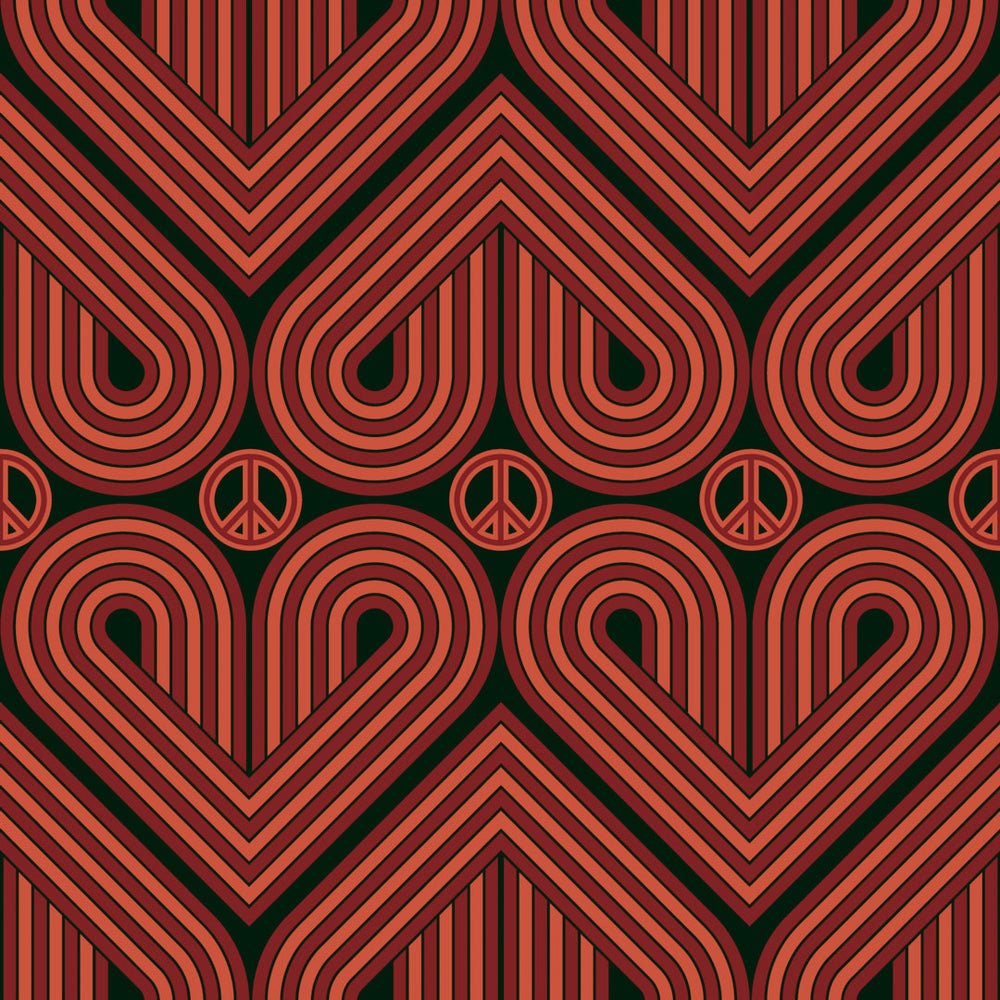 Peace and Love Wallpaper - Coral & Rouge on Twilight - Lust Home - LH900464 - Premier Wallcovering