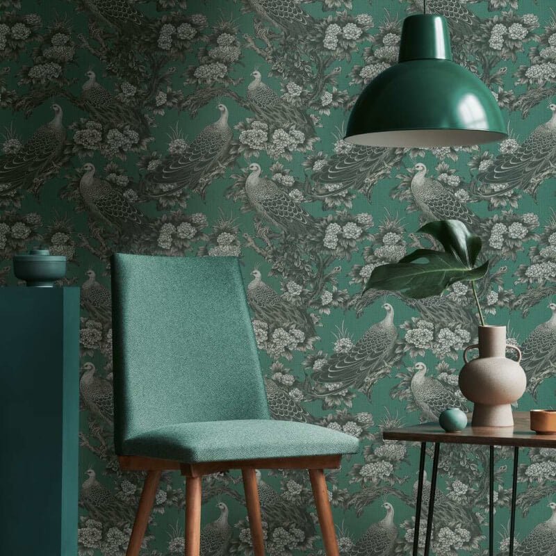 Peacock Garden Wallpaper - Grey/Green - Michalsky Living - 39982-2 - Premier Wallcovering