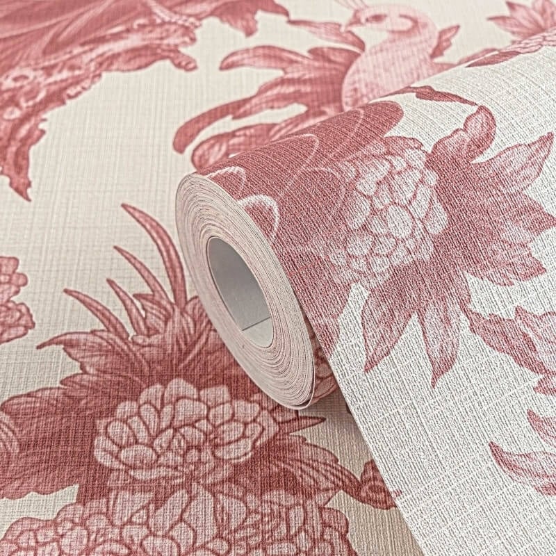 Peacock Garden Wallpaper - Red/Cream - Michalsky Living - 39982-4 - Premier Wallcovering