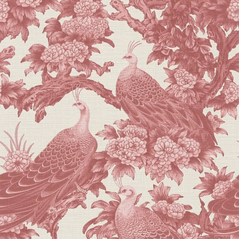 Peacock Garden Wallpaper - Red/Cream - Michalsky Living - 39982-4 - Premier Wallcovering