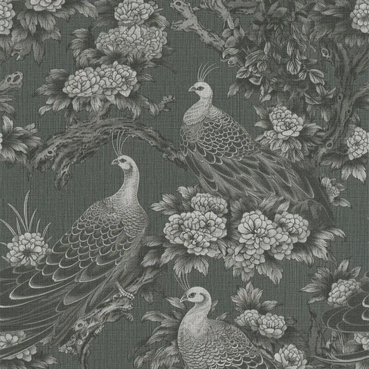 Peacock Garden Wallpaper - Grey/Black - Michalsky Living - 39981-5 - Premier Wallcovering