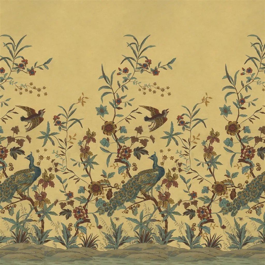 Peacock Toile Scene 1 Wallpaper - Sepia - John Derian - PJD6013/01 - Premier Wallcovering