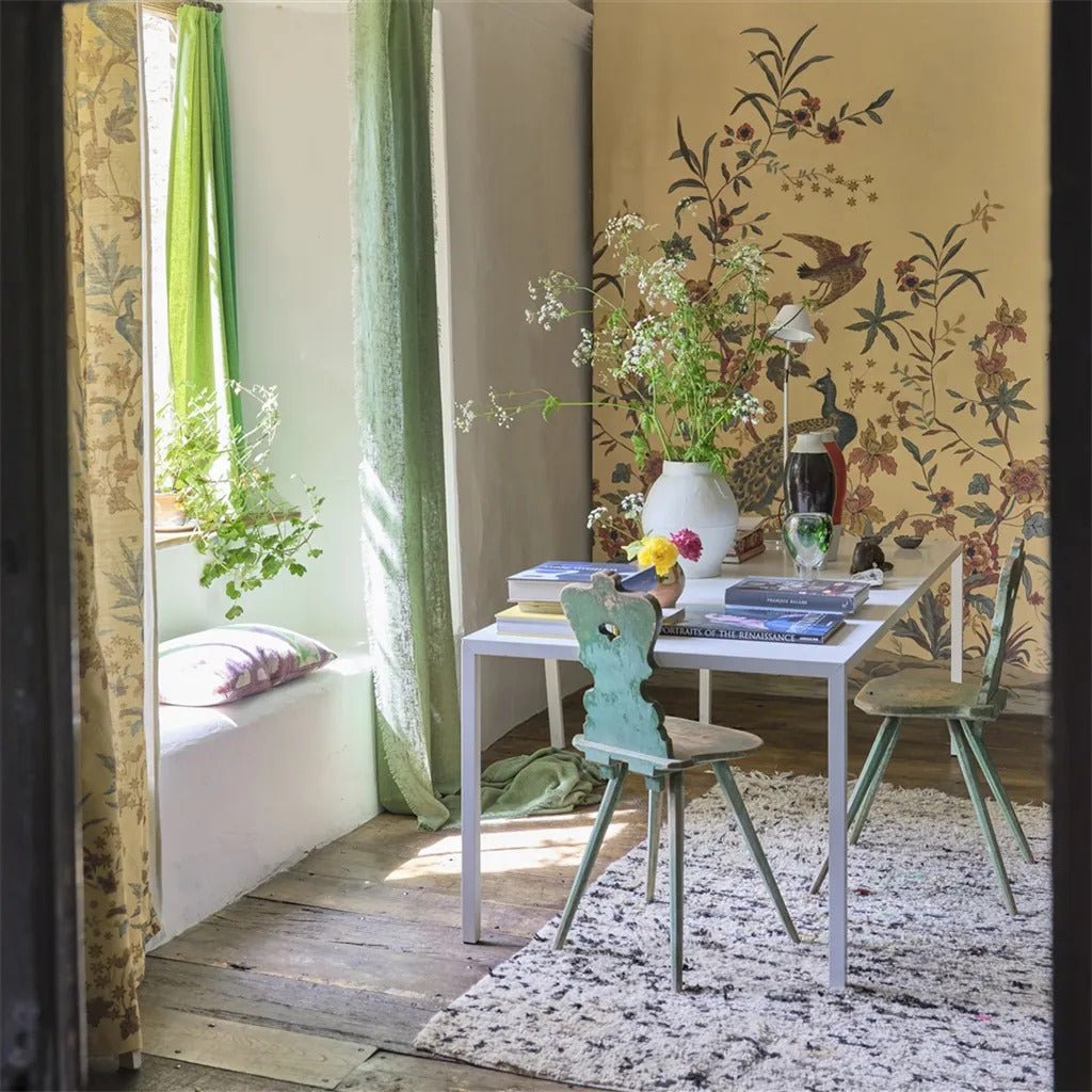 Peacock Toile Scene 1 Wallpaper - Sepia - John Derian - PJD6013/01 - Premier Wallcovering