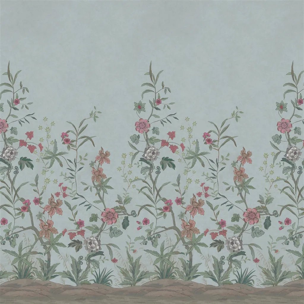 Peacock Toile Scene 2 Wallpaper - Sky Blue - John Derian - PJD6014/02 - Premier Wallcovering