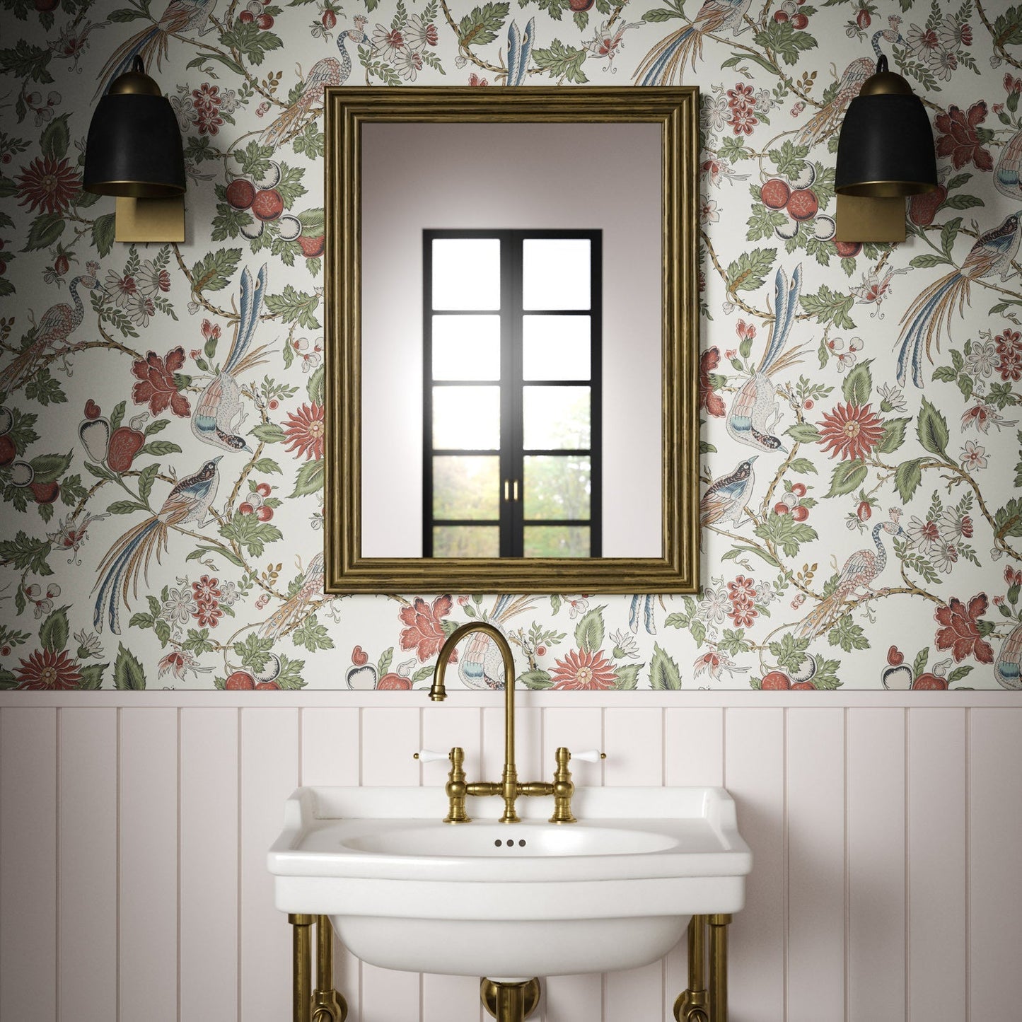 Peacock Trail Wallpaper - Clay - Warner House - Premier Wallcovering