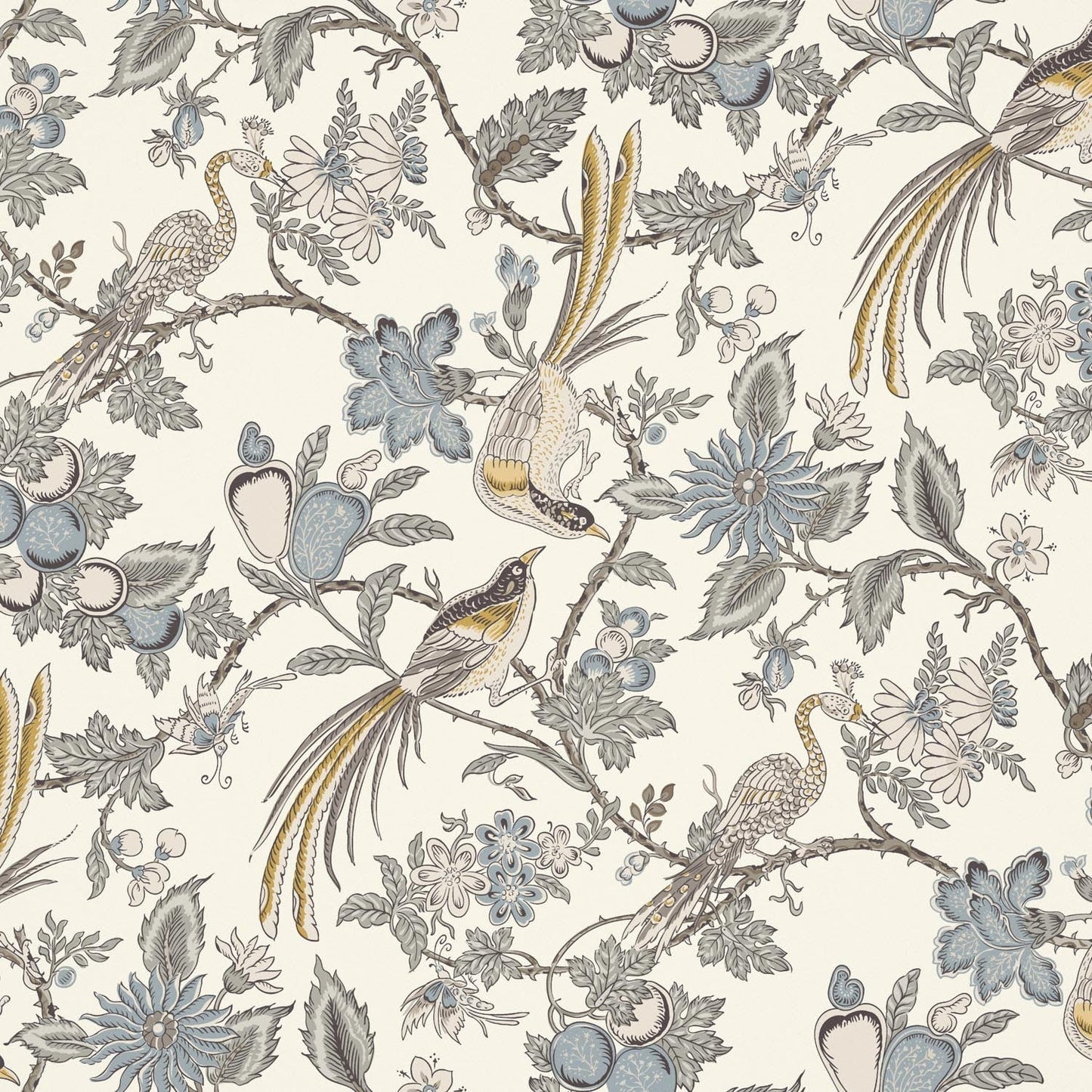 Peacock Trail Wallpaper - Sky - Warner House - Premier Wallcovering