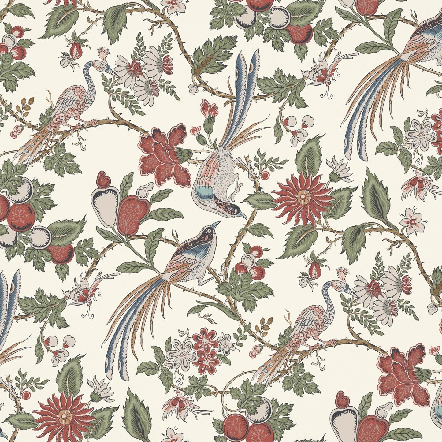 Peacock Trail Wallpaper - Clay - Warner House - Premier Wallcovering