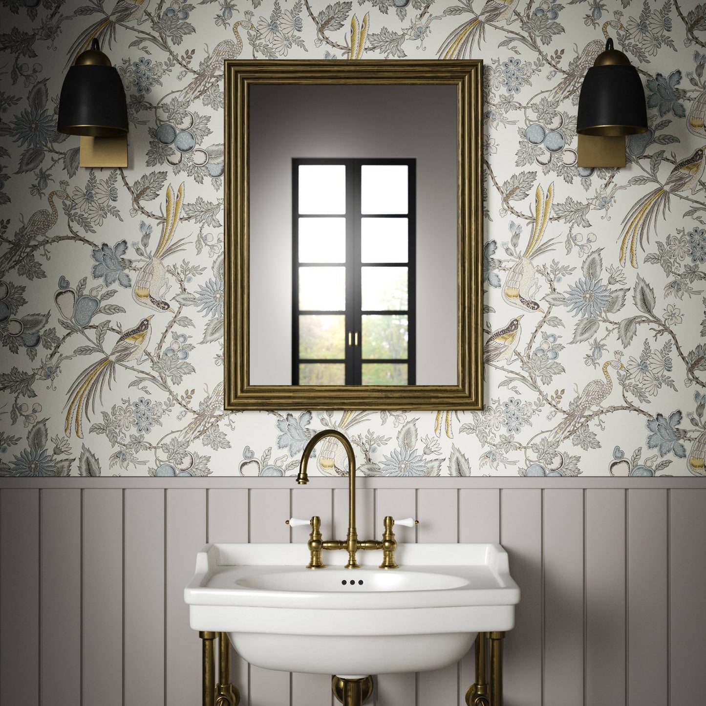 Peacock Trail Wallpaper - Sky - Warner House - Premier Wallcovering