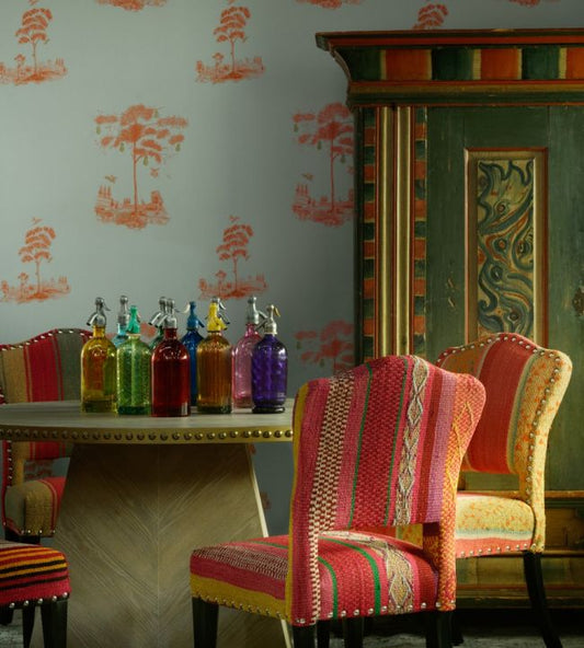 Pear Tree Wallpaper - Sunset Orange - Andrew Martin - KKPTSO - Premier Wallcovering