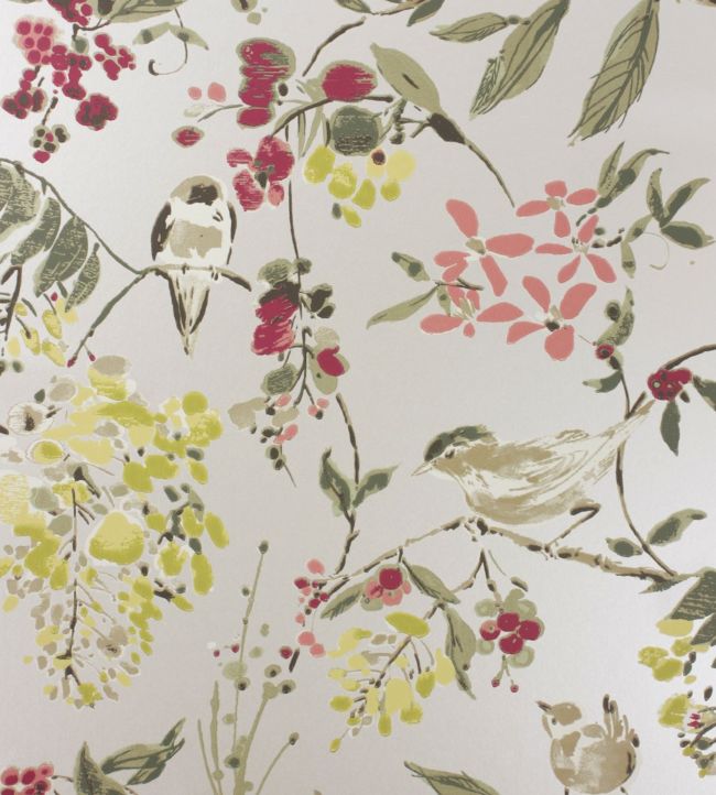 Penglai Wallpaper - Charcoal/Sage/Coral - Nina Campbell - NCW4182 - 02 - Premier Wallcovering