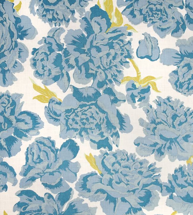Peonies Fabric - Aqua - Christopher Farr Cloth - CF127 - 01 - Premier Wallcovering