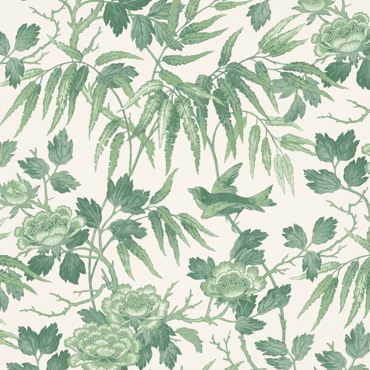 Peonies Wallpaper - Jade - Warner House - Premier Wallcovering