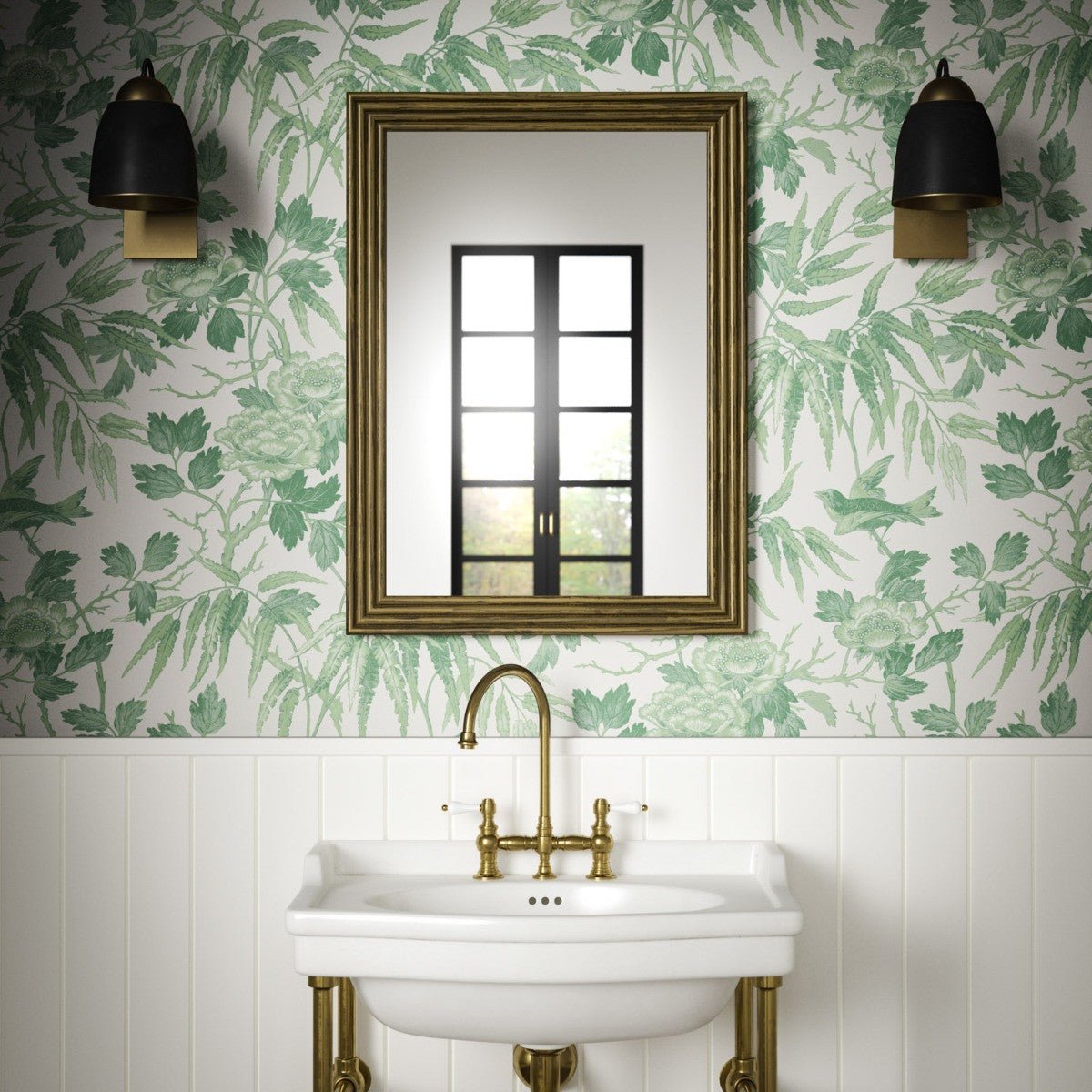 Peonies Wallpaper - Jade - Warner House - Premier Wallcovering
