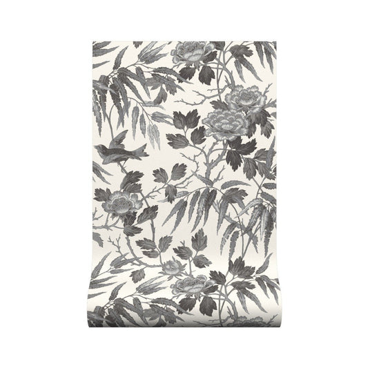 Peonies Wallpaper - Charcoal - Warner House - Premier Wallcovering