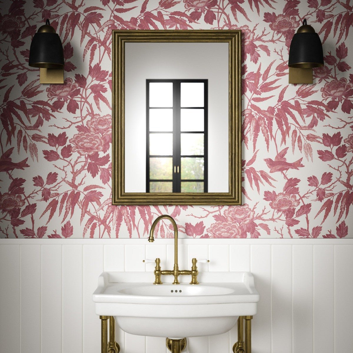 Peonies Wallpaper - Red - Warner House - Premier Wallcovering