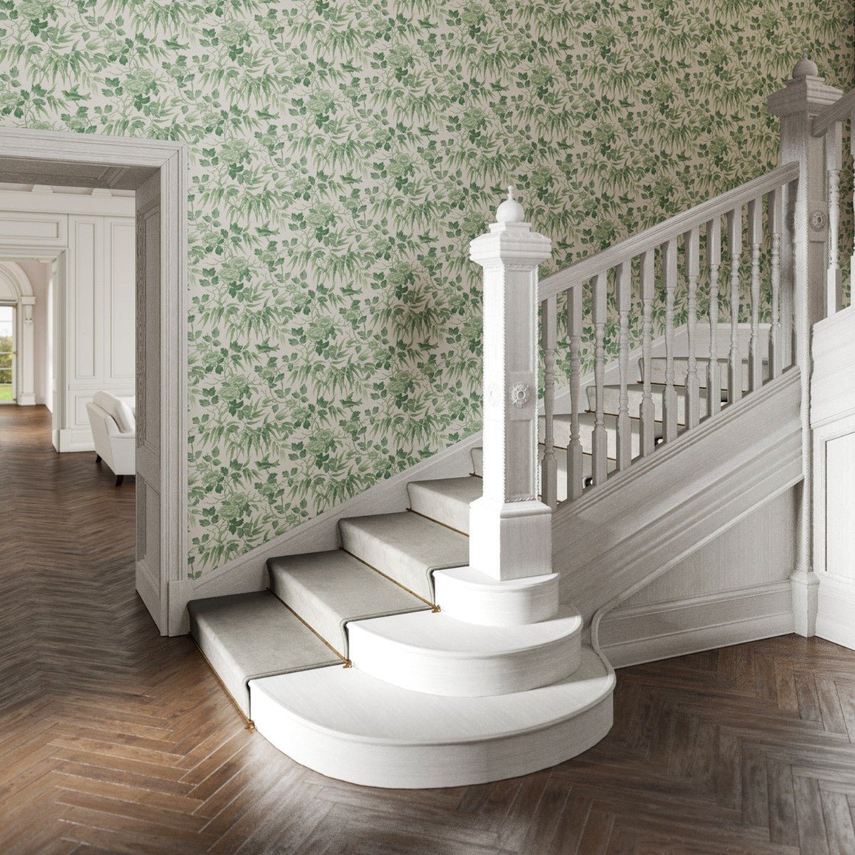 Peonies Wallpaper - Jade - Warner House - Premier Wallcovering