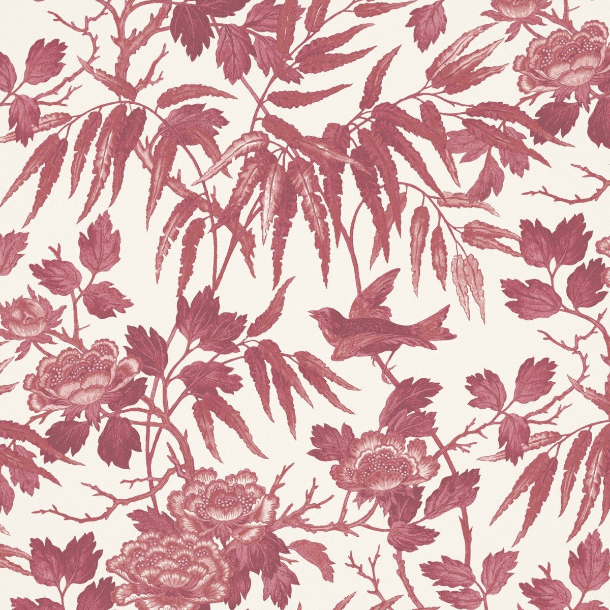 Peonies Wallpaper - Red - Warner House - Premier Wallcovering