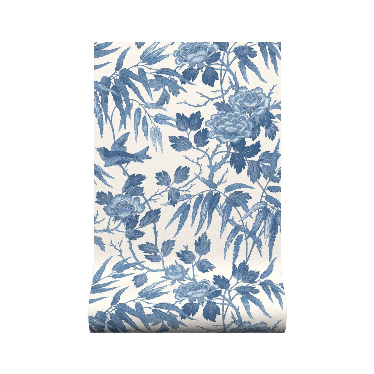 Peonies Wallpaper - China Blue - Warner House - Premier Wallcovering