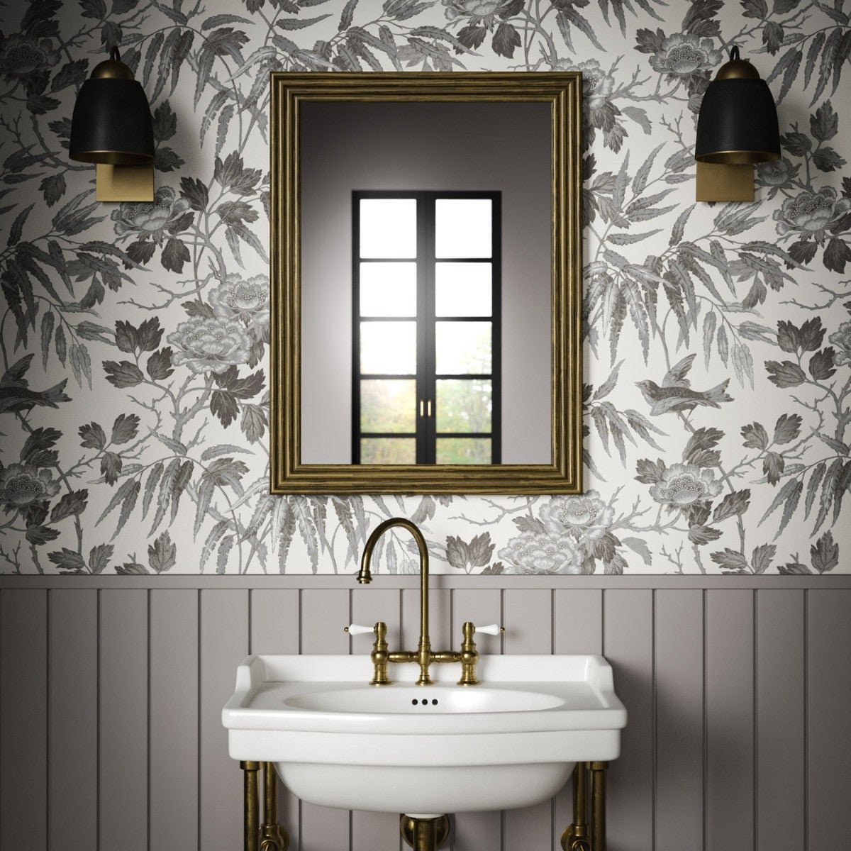 Peonies Wallpaper - Charcoal - Warner House - Premier Wallcovering