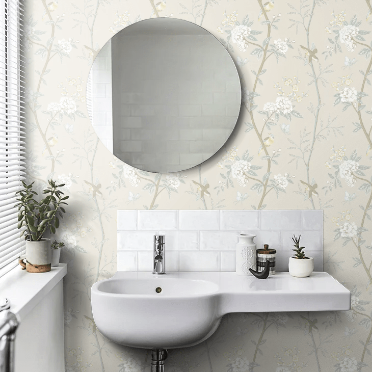 Peony & Blossom Wallpaper - Cream / Aqua - GP & J Baker - BW45066/3 - Premier Wallcovering
