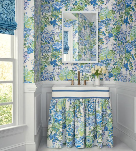 Peony Garden Wallpaper - Navy - Thibaut - T42015 - Premier Wallcovering