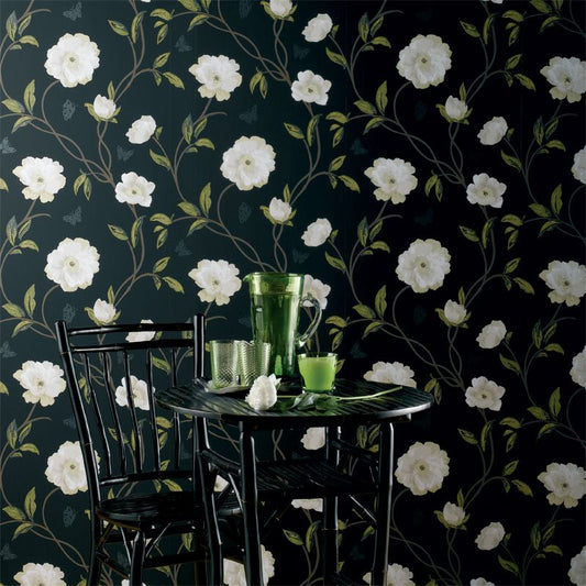 Peony Place Wallpaper - Pink/Green - Nina Campbell - NCW3773-04 - Premier Wallcovering