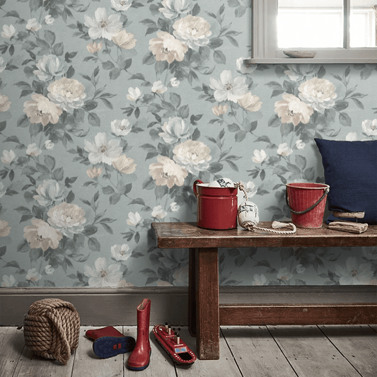 Peony Wallpaper - Blue - Boråstapeter - 7224 - Premier Wallcovering