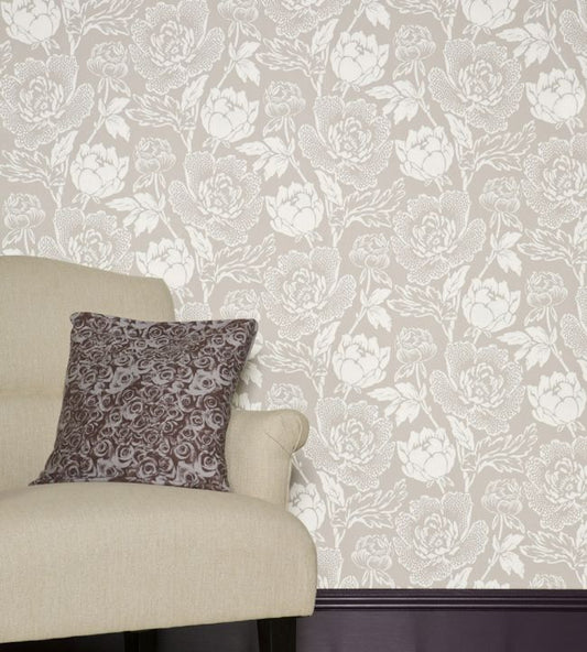Peony Wallpaper - White - 2301 - Farrow & Ball - Premier Wallcovering