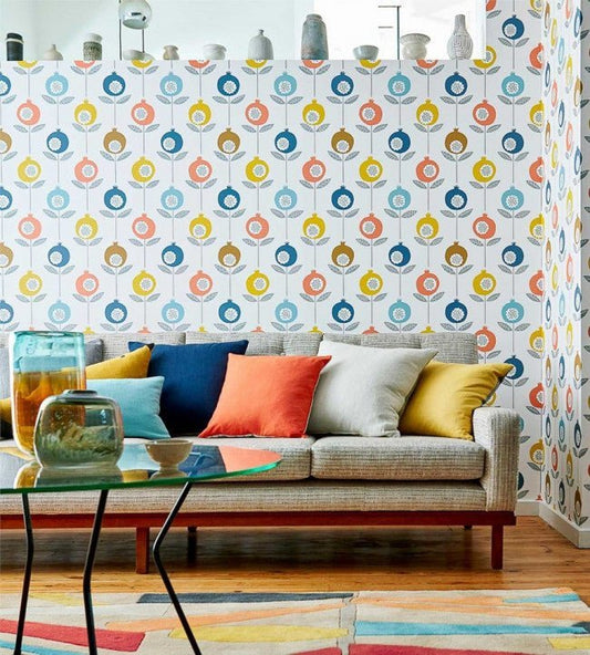 Pepino Wallpaper - Sky / Cinnamon / Ink - NNOU111543 - Scion - Premier Wallcovering