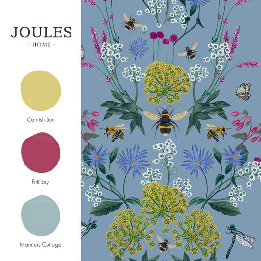 Perfect Pollinators Wallpaper - Haze Blue - Joules - 118577 - Premier Wallcovering